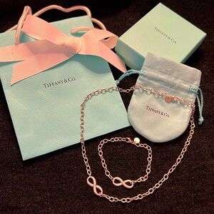 Tiffany Co. Infinity Thick Chain Necklace + Bracelet Set